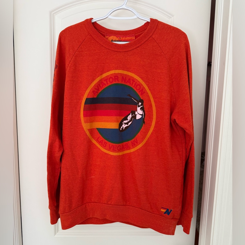 Aviator Nation Red Crewneck Sweatshirt size L